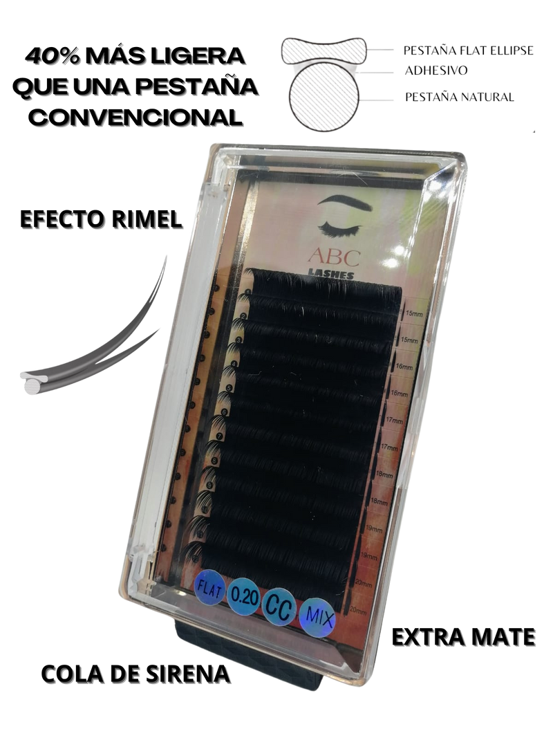 Blíster ABC LASHES Premium Flat Ellipse Una Medida