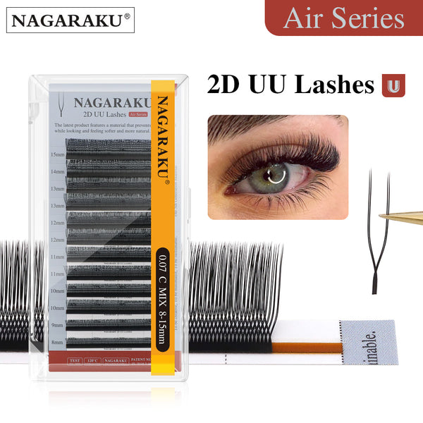NAGARAKU 2d Uu Extensiones De Pestañas Mix U-Shaped 2D UU