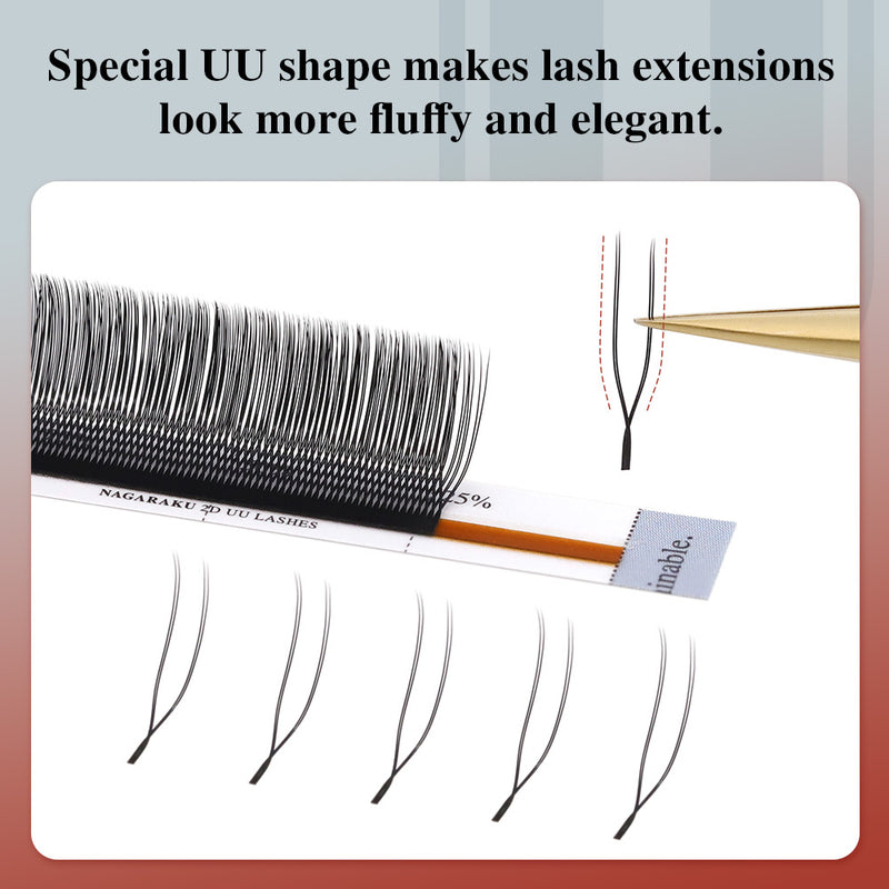 NAGARAKU 2d Uu Extensiones De Pestañas Mix U-Shaped 2D UU