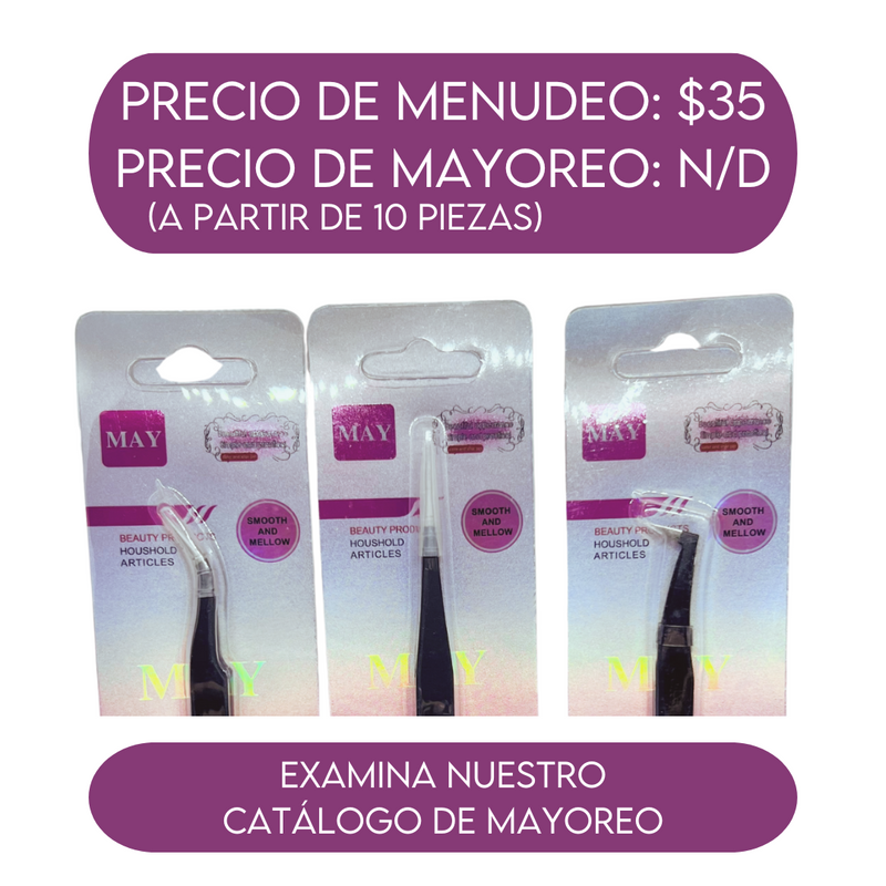 Pinzas Recta, Curva y Volumen Negro Mate MAY - 1pz