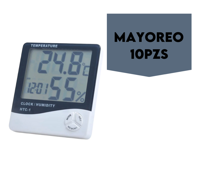 MAYOREO 10 Higrómetro Digital Termómetro Reloj Humedad Temperatura