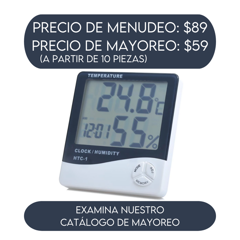 Higrómetro Digital Termómetro Reloj Humedad Temperatura